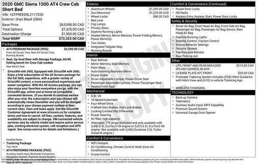 Onyx Black 2020 GMC Sierra 1500 AT4
