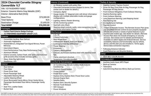 2024 Chevrolet Corvette Stingray w/1LT