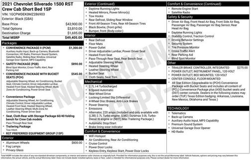 Black 2021 Chevrolet Silverado 1500 RST