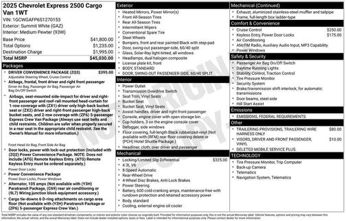 2025 Chevrolet Express 2500 Work Van
