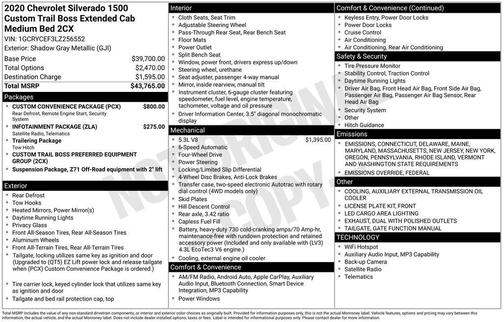 2020 Chevrolet Silverado 1500 Custom Trail Boss