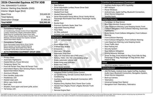 Sterling Gray Metallic 2026 Chevrolet Equinox ACTIV