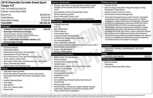 2018 Chevrolet Corvette Grand Sport