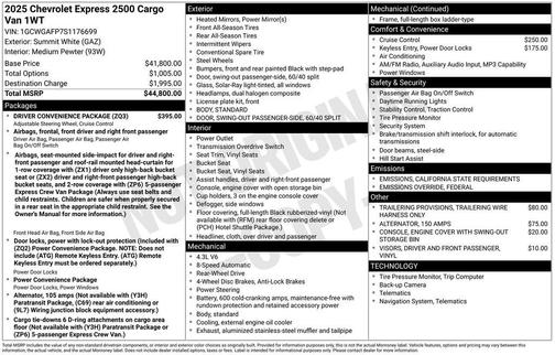 2025 Chevrolet Express 2500 Work Van