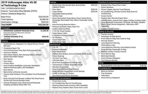 2019 Volkswagen Atlas 3.6L SE