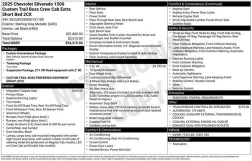 2025 Chevrolet Silverado 1500 Custom Trail Boss