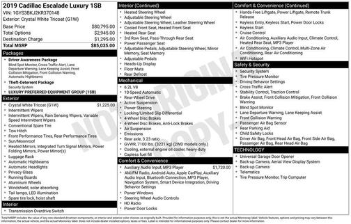 2019 Cadillac Escalade Luxury