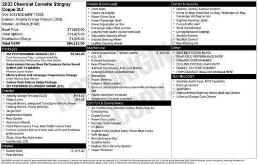 Amplify Orange Tintcoat 2023 Chevrolet Corvette Stingray w/2LT