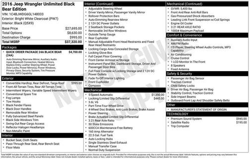 2016 Jeep Wrangler Unlimited Black Bear