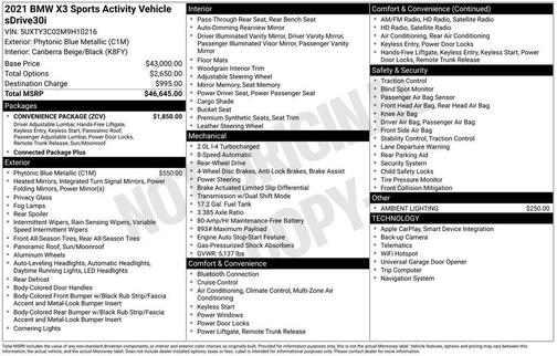 2021 BMW X3 sDrive30i