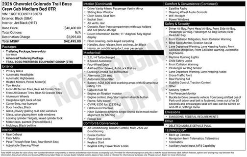 2026 Chevrolet Colorado Trail Boss