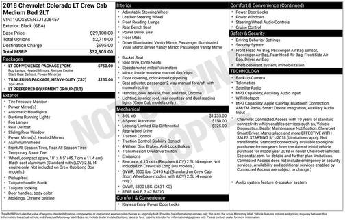 Black 2018 Chevrolet Colorado LT