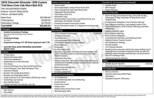 2025 Chevrolet Silverado 1500 Custom Trail Boss