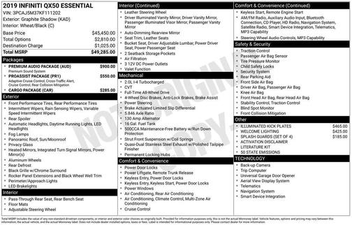 2019 INFINITI QX50 ESSENTIAL