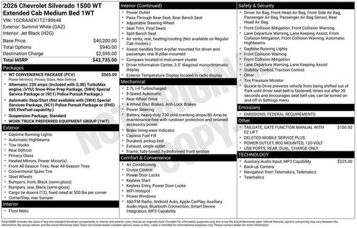 2026 Chevrolet Silverado 1500 WT