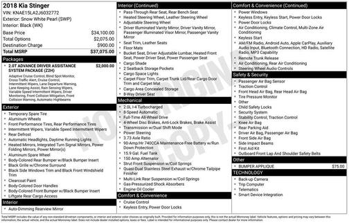 2018 Kia Stinger Base