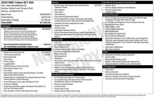 White Frost 2024 GMC Yukon SLT