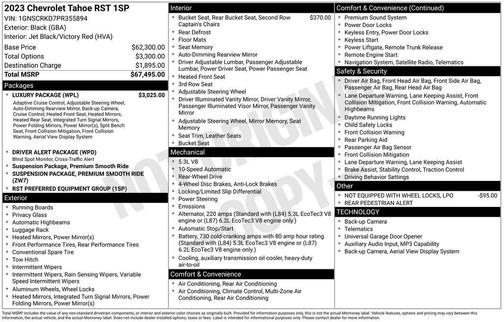 Black 2023 Chevrolet Tahoe RST