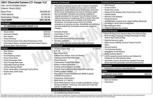 2021 Chevrolet Camaro 1SS