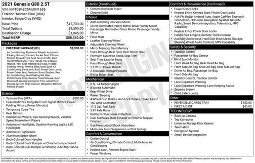 2021 Genesis G80 2.5T