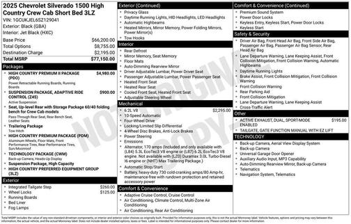 Black 2025 Chevrolet Silverado 1500 High Country