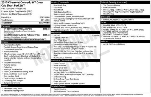 2015 Chevrolet Colorado WT