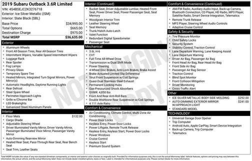 2019 Subaru Outback 3.6R Limited