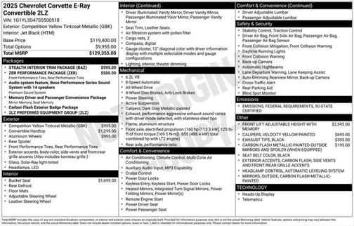 2025 Chevrolet Corvette E-Ray E-Ray