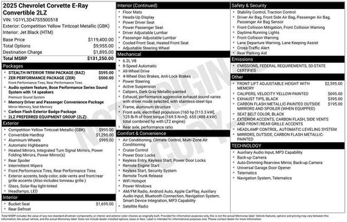 2025 Chevrolet Corvette E-Ray E-Ray