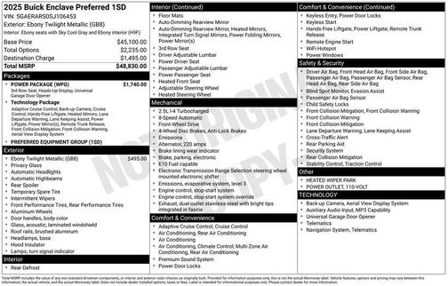 Ebony Twilight Metallic 2025 Buick Enclave Preferred