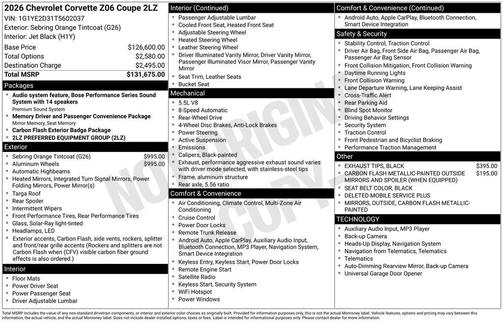 2026 Chevrolet Corvette Z06