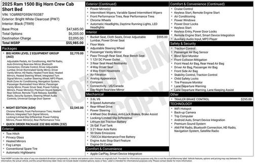 2025 RAM 1500 Big Horn/Lone Star