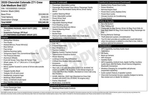 Black 2020 Chevrolet Colorado Z71