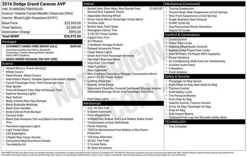 Granite Crystal Metallic Clearcoat 2016 Dodge Grand Caravan AVP/SE