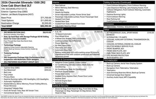 2026 Chevrolet Silverado 1500 ZR2