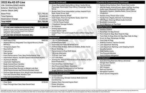 Wolf Gray 2022 Kia K5 GT-Line
