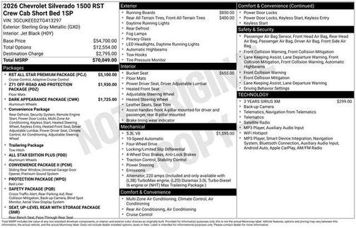 Sterling Gray Metallic 2026 Chevrolet Silverado 1500 RST