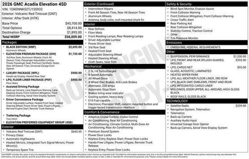 2026 GMC Acadia AWD Elevation