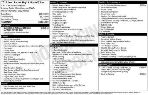 2016 Jeep Patriot High Altitude