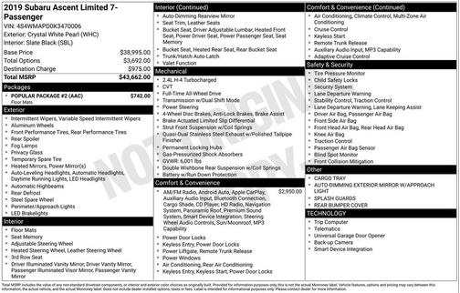 2019 Subaru Ascent Limited 7-Passenger