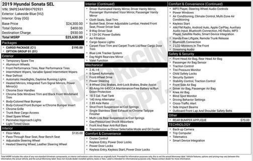 Lakeside Blue 2019 Hyundai SONATA SEL