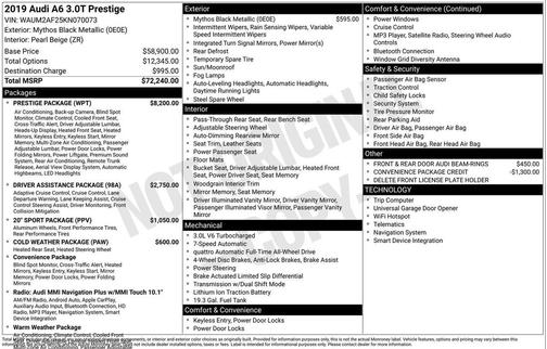 2019 Audi A6 3.0T Prestige Quattro