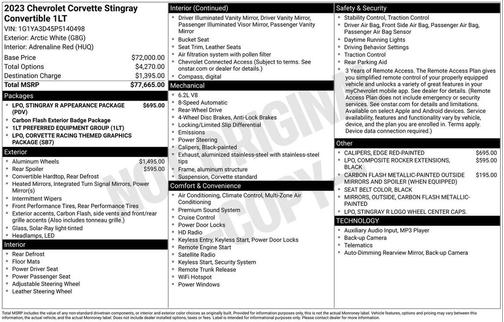2023 Chevrolet Corvette Stingray w/1LT