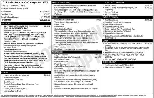 2017 GMC Savana 3500 Work Van