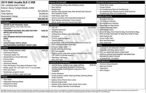 2019 GMC Acadia SLE-2