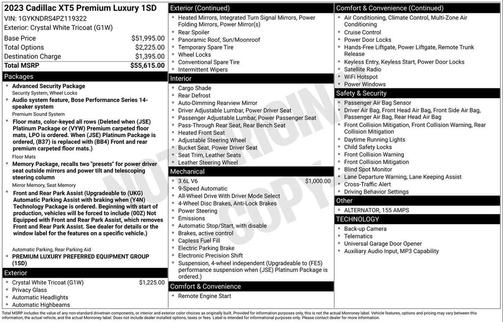 Crystal White Tricoat 2023 Cadillac XT5 Premium Luxury