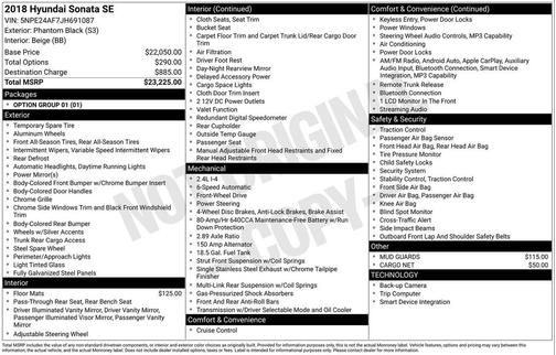 Phantom Black 2018 Hyundai SONATA SE