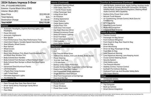 Crystal Black Silica 2024 Subaru Impreza Base
