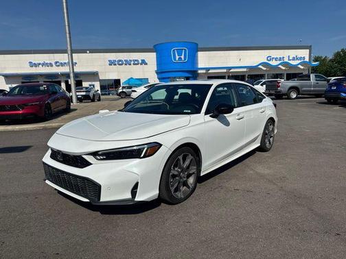 Platinum White Pearl 2025 Honda Civic Hybrid Sport Touring