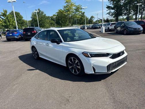 Platinum White Pearl 2025 Honda Civic Hybrid Sport Touring